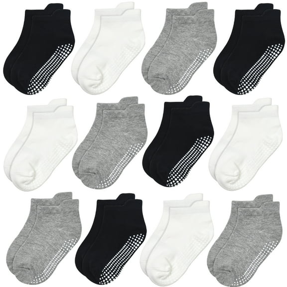 Non Slip Toddler Socks 12 Pairs Baby Socks Toddler Grip Socks Anti Skid Socks for 6 Months-7 Years Boys