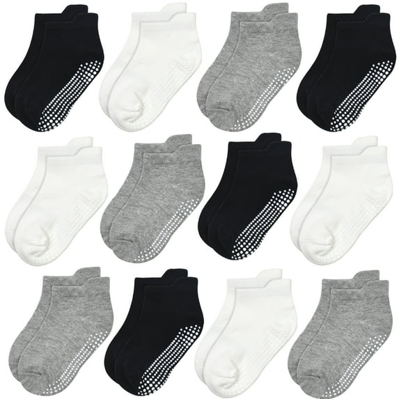 Non Slip Toddler Socks 12 Pairs Baby Socks Toddler Grip Socks Anti Skid Socks for 6 Months-7 Years Boys