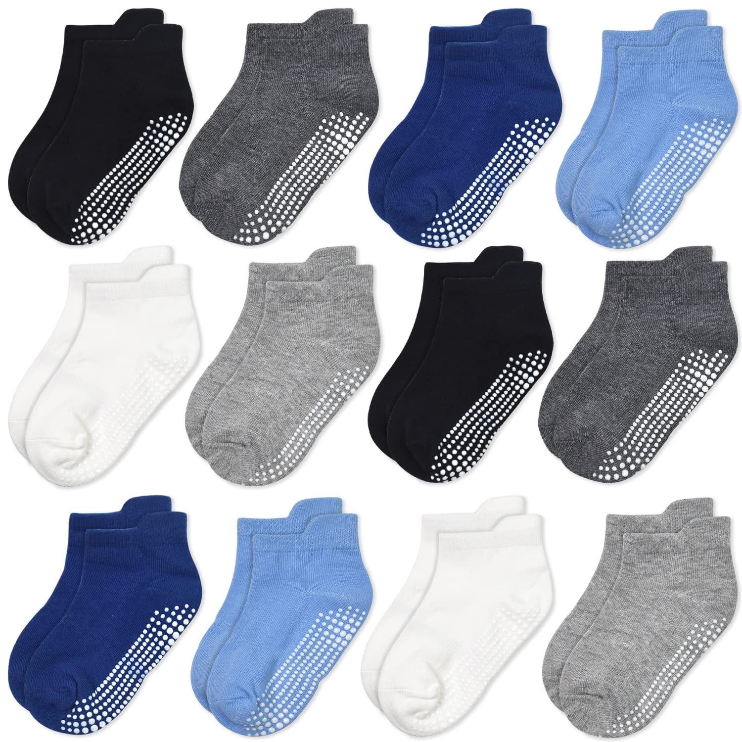 GRPSKCOS Non-Slip Toddler Socks - 15 Pairs Anti-Skid Grip Socks For Boys Girls 1-7 Years