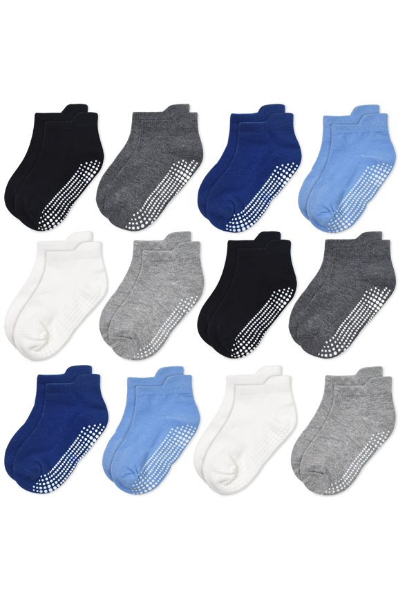 Non Slip Toddler Socks 12 Pairs Baby Socks Toddler Grip Socks Anti Skid Socks for 6 Months-7 Years Boys
