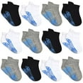 thumbnail image 1 of Non Slip Toddler Socks 12 Pairs Kids Ankle Socks with Grip Anti Skid Low Cut Socks for 1-7 Years Boys Girls (01 Black+Light Grey+White,1-3T), 1 of 5