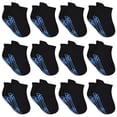 thumbnail image 1 of Non Slip Toddler Socks 12 Pairs Kids Ankle Socks with Grip Anti Skid Low Cut Socks for 1-7 Years Boys Girls (03 Black,1-3T), 1 of 5