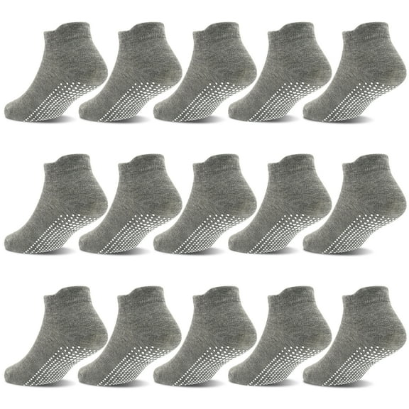 Non Slip Toddler Socks 15 Pairs Anti Skid Toddler Ankle Socks Non Skid Low Cut Socks for 1-7 Years Boys Girls