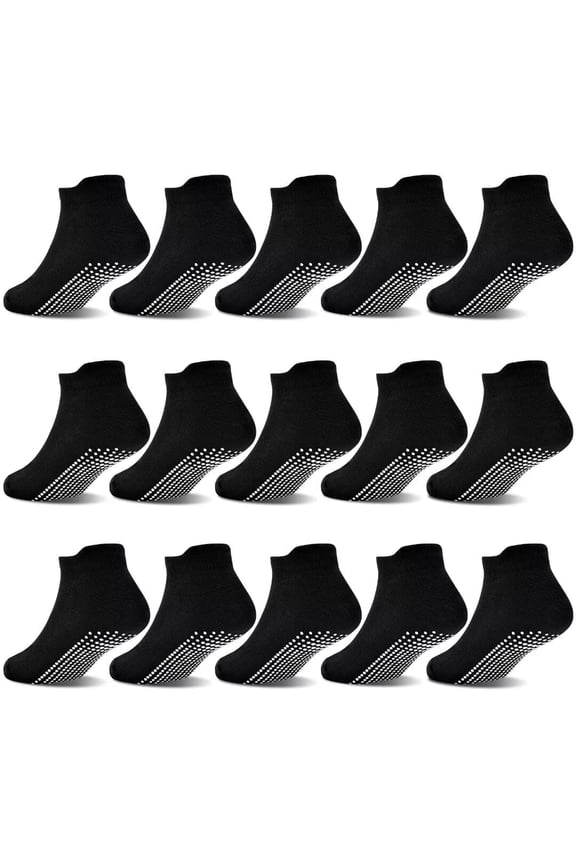 Non Slip Toddler Socks 15 Pairs Anti Skid Toddler Ankle Socks Non Skid Low Cut Socks for 1-7 Years Boys Girls