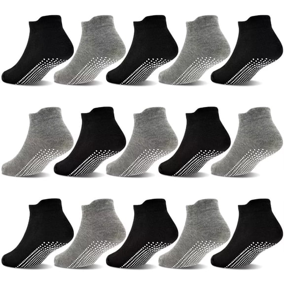 Non Slip Toddler Socks 15 Pairs Anti Skid Toddler Ankle Socks Non Skid Low Cut Socks for 1-7 Years Boys Girls