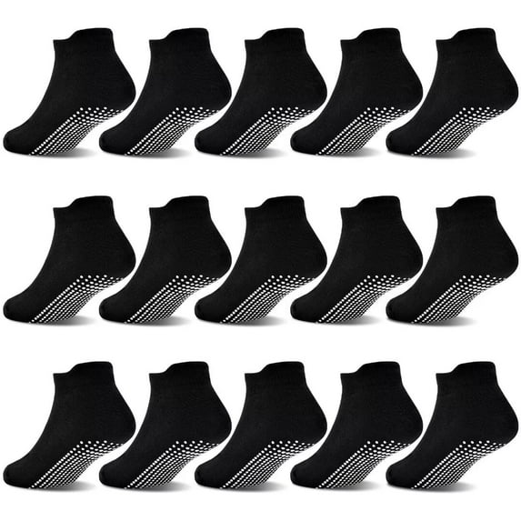 Non Slip Toddler Socks 15 Pairs Anti Skid Toddler Ankle Socks Non Skid Low Cut Socks for 1-7 Years Boys Girls