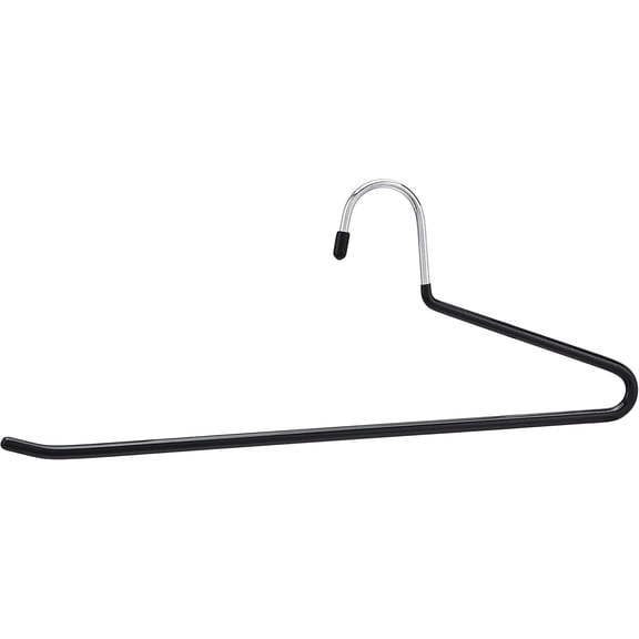 Non-Slip Trouser/Slack Hangers, Pants Closet Organizer with Easy Slide Design, Metal with Rubber Coating, Black/Silver, 30-Pack