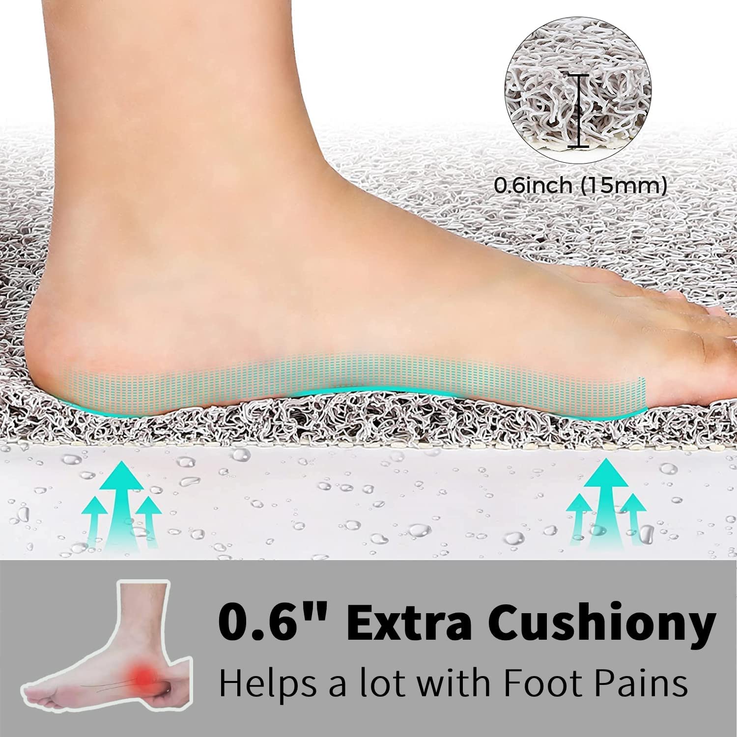 Non Slip Tub Mat For Textured Surface, Loofah Shower Mat Without