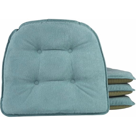 Non-Slip Tufted Chair Cushions for Dining Room, Kitchen and Office Use, U-Shaped Skid-Proof Seat Pad, 15x16 Inches, 4 Pack, Marine Blue