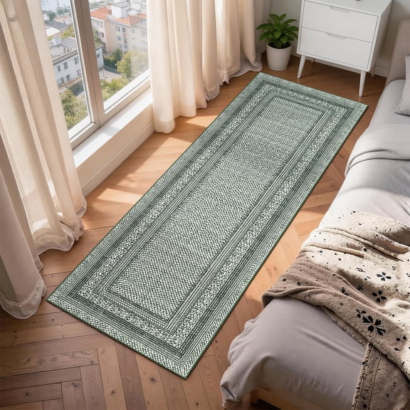 Non Slip Washable Area Rug – Modern Geometric Low Pile Ultra Thin Stain Resistant Carpet for Living Room, Dining Room, Under Table