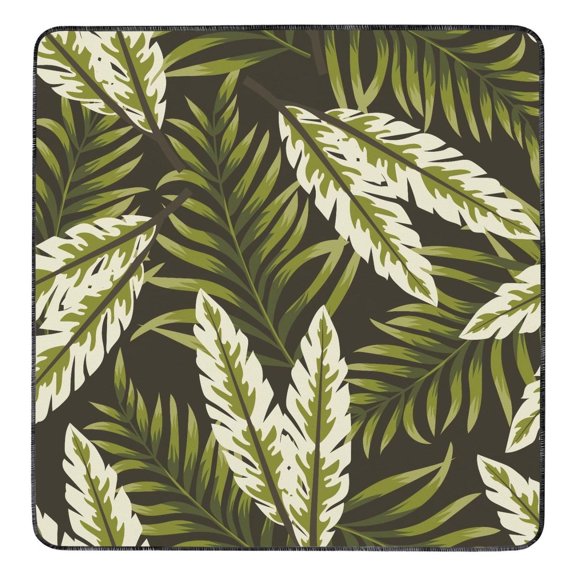 Non-Slip Washable Dog Potty Pads, Hawaiian Plant Pattern Reusable Leakproof Mat for Indoor Accident Control (Hawaiian plant patterns, 72" x72")