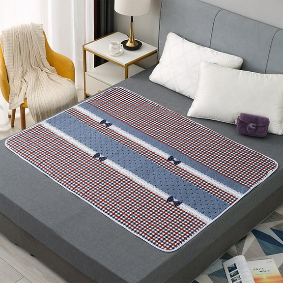 Non-Slip Washable Incontinence Bed Pad Waterproof Absorbent Bed Wetting Protection Pad for Adults 39x59in Reusable Plaid Mattress Protector Pad for Incontinence