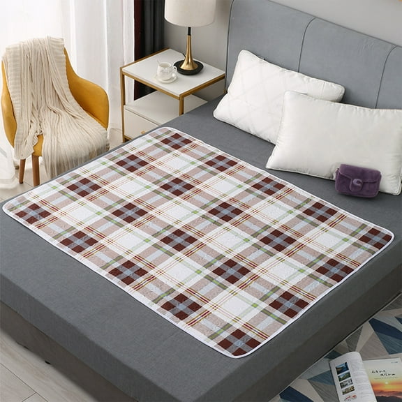 Non-Slip Washable Incontinence Bed Pad Waterproof Absorbent Bed Wetting Protection Pad for Adults 39x59in Reusable Plaid Mattress Protector Pad for Incontinence