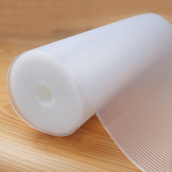Non-Slip Washable Oil-Resistant Clear Shelf Liner 20 in W x 240 in L, Thickened EVA, Slip Resistant Striped Pattern
