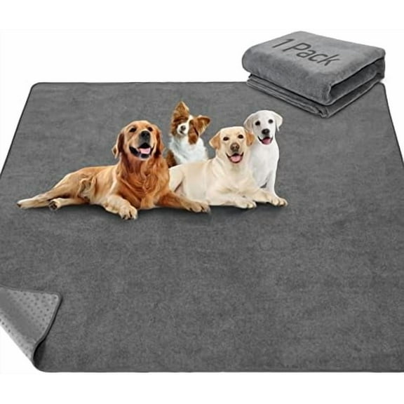 Non-Slip Washable Pee Pad for Dogs, 1 Pack Extra Large Reusable Dog Mat for Floor, Fast Absorbent Pet Whelping Pads, Puppy Playpen Mat for Incontinence, Housebreaking, Crate, 82x120in, Gray