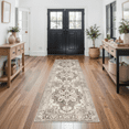 thumbnail image 1 of Non-Slip Washable Runner Rug 2x6, Soft Rubber Backing Kitchen Bathroom Hallway Rug, Low Pile Non-Shedding Carpet for Living Room Bedroom Entryway, Farmhouse Style Beige Floor Mat, 1 of 6