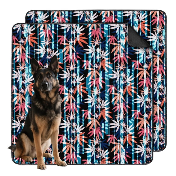 Non-Slip Washable Training Pads for Dogs with Botanical Patterns, Large Reusable Absorbent Mat for Indoor Puppy Care (Plant patterns, 48"x48")