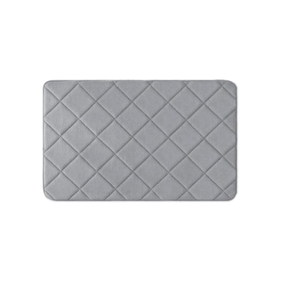 Non Slip Water Absorbent Bath Mat, Quilted Diamond Grid Flocked Bathroom Rug, Quick Dry Versatile Floor Mat for Shower Kitchen and Indoor Space 23.6x15.7in