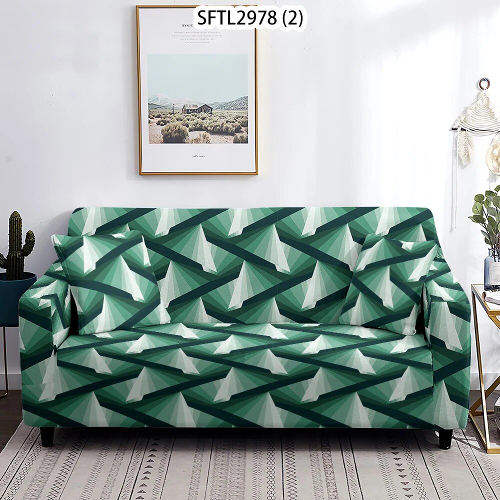 NonSlip Waterproof Sofa Cover Geometric Style Brand Solid 1/2/3/4