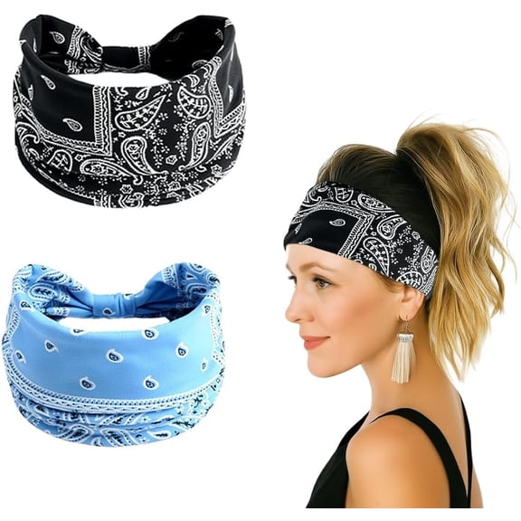 Non Slip Wide Headbands for Women, Yoga Headband, Soft Moisture Wicking Stretchy Fashion Hair Bands for Workout, Boho Accessories for Women