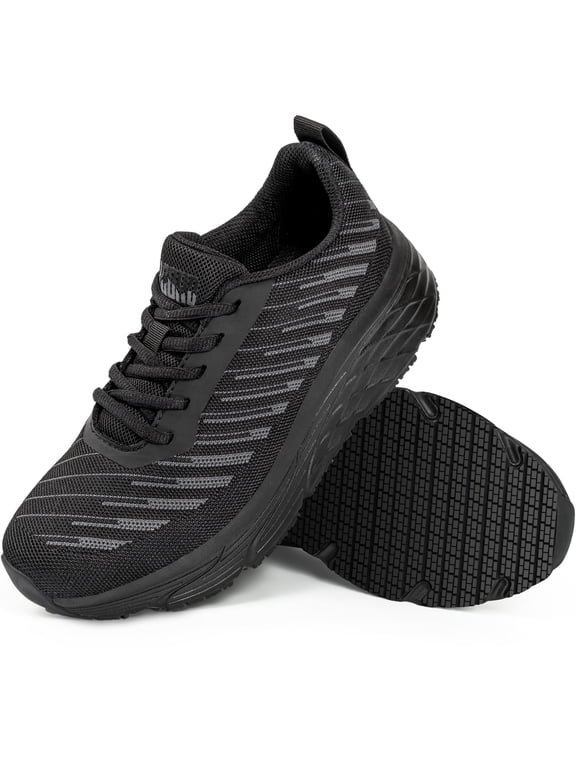 Non Slip Work Shoes for Women in Food Service - Water & Slip Resistant Sneakers for Restaurant Chefs and Nurses - Comfortable Standing All Day Long Zapatos Antideslizantes para Mujer Black 6