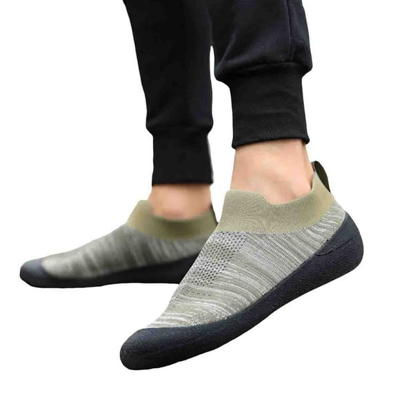 Non Slip Work Shoes for Men Black Men's Step in Shoes Hands Free Breathable Mesh Cushioned Lightweight Comfort Slip On Athletic Gym Workout Sneaker