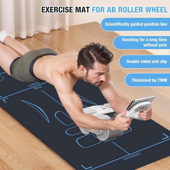 Non-Slip Workout Mat for Ab Roller Wheel, Exercise Mat with Storage Bag