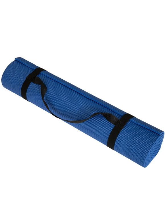 Non Slip Yoga Mat- Double Sided Comfort Foam, Durable Exercise Mat For Fitness, Pilates and Workout With Carrying Strap By Wakeman Fitness (Blue)