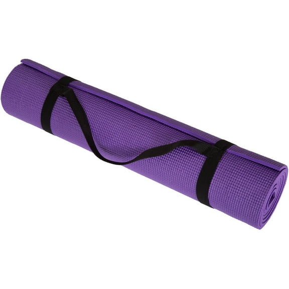 Non Slip Yoga Mat- Double Sided Comfort Foam, Durable Exercise Mat For Fitness, Pilates and Workout With Carrying Strap By Wakeman Fitness (Purple)