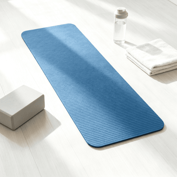 Non Slip Yoga Mat with Ridged Surface Thick Shock Absorbing Workout Mat for Pilates Stretching Fitness Home Gym 23.62"L x 9.84"W