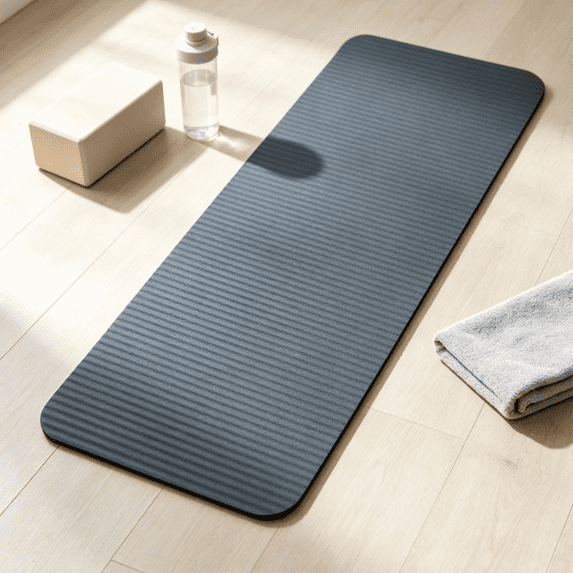 Non Slip Yoga Mat with Ridged Surface Thick Shock Absorbing Workout Mat for Pilates Stretching Fitness Home Gym 23.62"L x 9.84"W