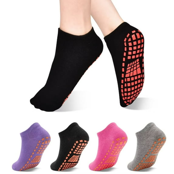 Non Slip Yoga Socks 4 Paris Pilates Grip Socks for Women Grip Ankle Socks for Yoga, Pilates, Ballet, Hospital, Home Size 6-11