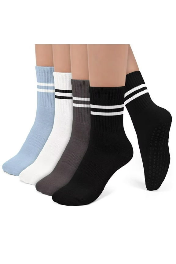 Non Slip Yoga Socks for Women 6 Pairs Ankle Low Cut Pilates Barre Socks with Grips, Multicolor 01(6 Pairs) E113