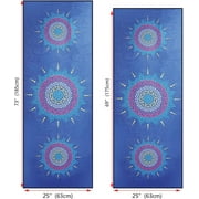 Non-Slip Yoga Towel Microfiber for Hot Yoga, Bikram Pilates, Gym Towels, 73"x25", Mandala Blue