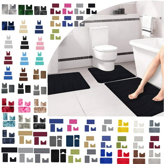 Non Slip bath Mat, Bathroom Rug Set, Soft Absorbent Non-Slip Bath Mat, Washable Quick-Dry Shower Rug for Bathroom Floor Non Slip bath Mat | Gray KTFgvq