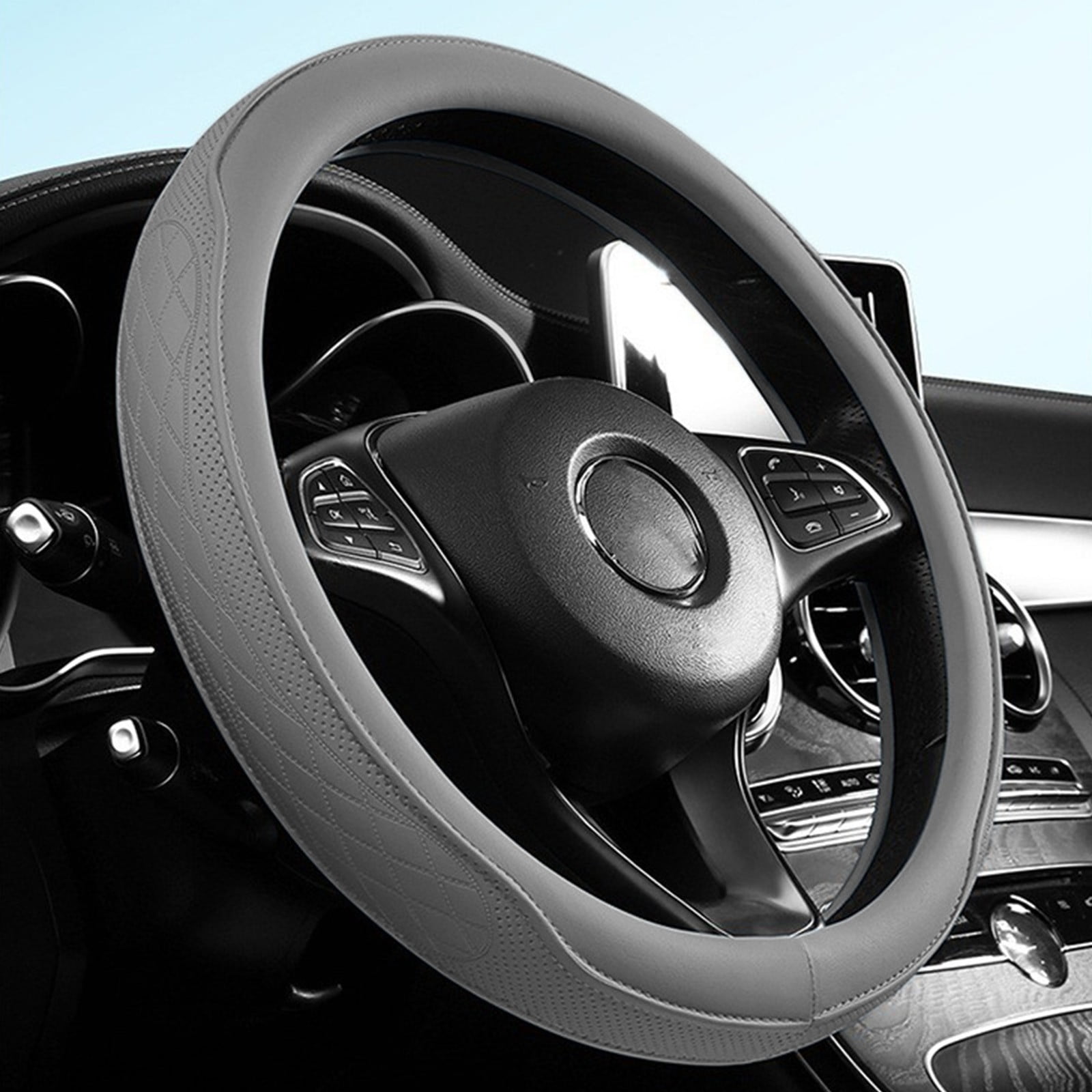 Steering Wheel Cover Brown BDK Synthetic Leather Steering Wheel Cover - Comfortable, Non-Slip Grip For Car, SUV, Truck Steering Wheel Cover For Women - Foto 4