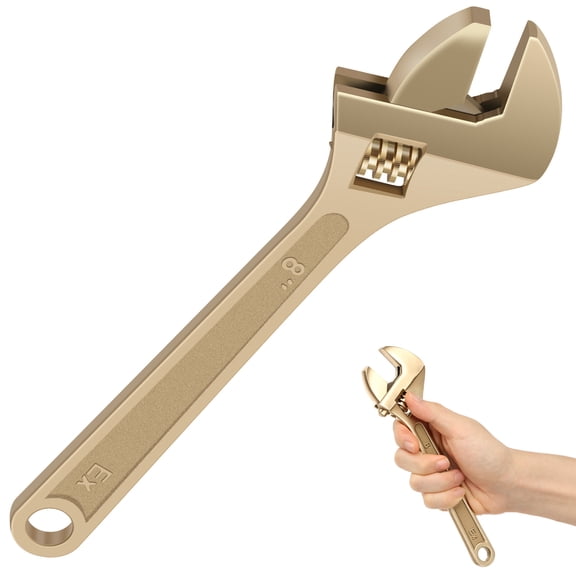 Non Sparking Tool Adjustable Wrench 8 Inches No Spark Spanner Aluminum Bronze Non Magnetic Adjustable Wrench for Oil Gas Industry