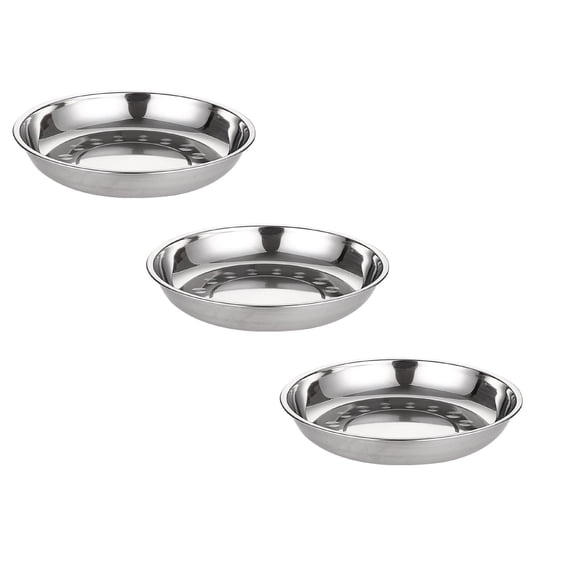 Non Stainless Steel Plate Disc Flat Plate Plate Shallow Plate Deep Plate Stainless Steel Plate Plate Plate Plate Cutlery 3PCS