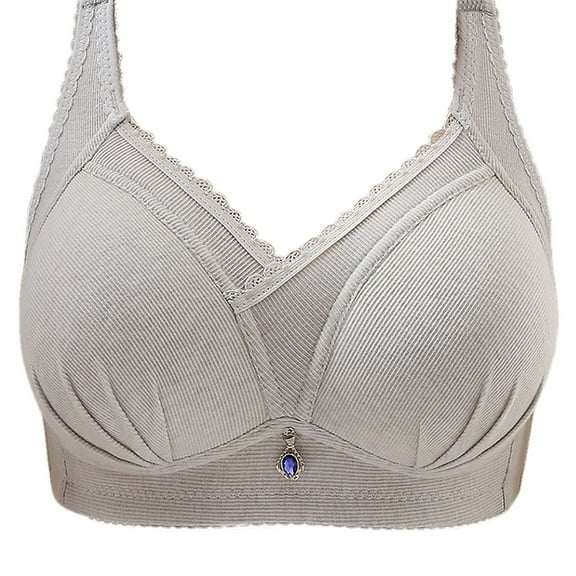 Non Steel Ring Sports Bra Women's Breathable Underwear Gathered Design Daily Wear Comfort Fit 3 Hook Closure Lightweight #Gray,M
