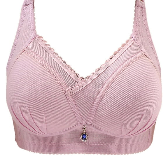 Non Steel Ring Sports Bra Women's Breathable Underwear Gathered Design Daily Wear Comfort Fit 3 Hook Closure Lightweight #Purple,XL