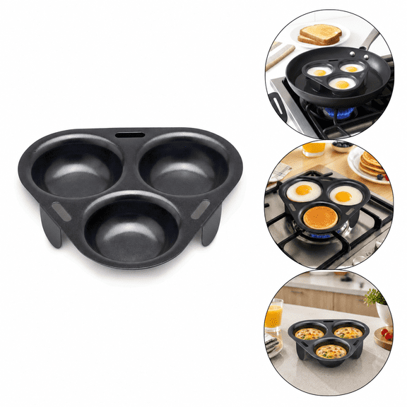 Non-Stick 3-Egg Poacher Insert, Poached Egg Cooker, Universal Egg Poacher Pan with Poached Egg Cups, Compatible with 8 Inch & Larger Skillets