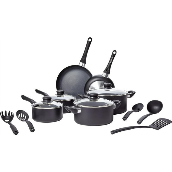 Non Stick 3-Piece Kitchen Cookware Set, Includes 8-inch, 10-inch, 12-inch Pan, Black