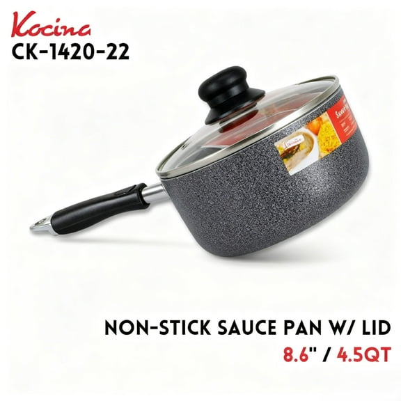 Non-Stick 4.5-Quart Saucepan with Lid,  Easy-Clean Cookware for Sauces, Soups and Everyday Cooking