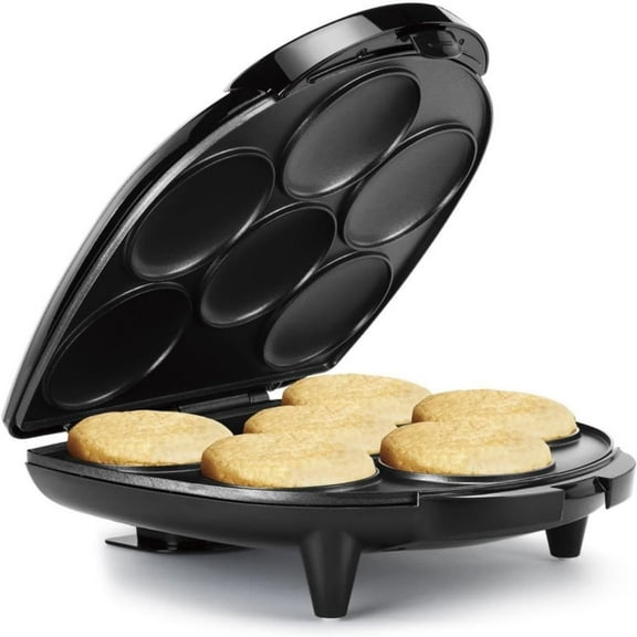 Non-Stick 6-Section Multi-Food Maker, Mini Pancakes, Corncakes and More - Black,12 Inch