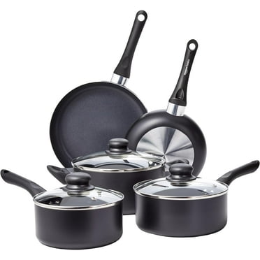 Non Stick 8-Piece Kitchen Cookware Set, Includes Pots and Pans, Black