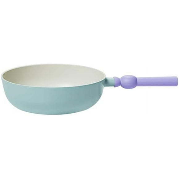 Non Stick 9 Inch Stir Frying Wok Pan with Handle, Healthy Cooking Nonstick Ceramic Coating Skillet, Induction Compatible Cookware, (22cm Wok Pan)