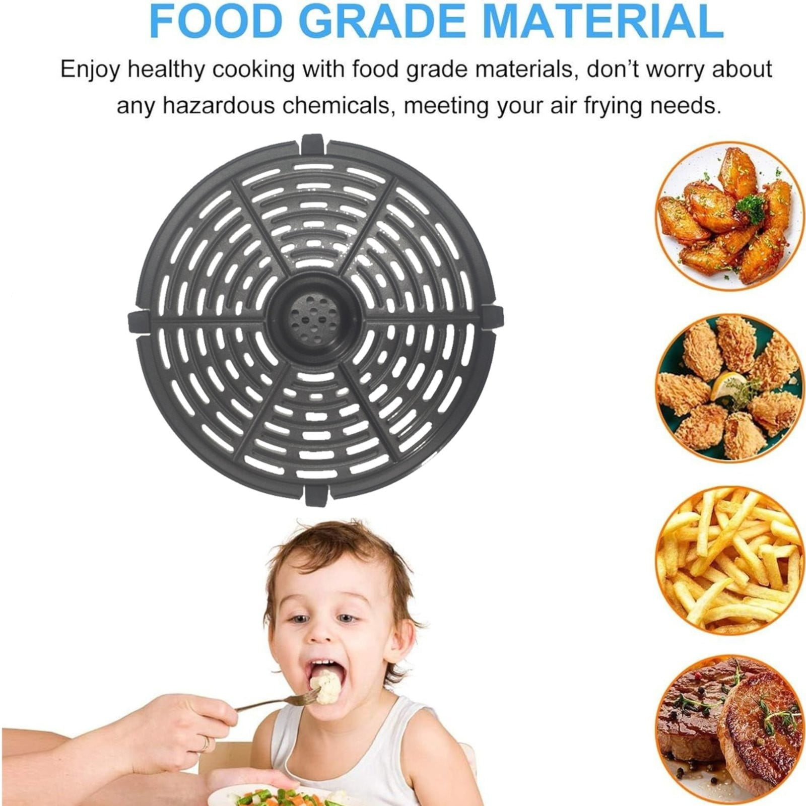 Non-Stick Air Fryer Crisper Plate Air Fryer Replacement Grill Grate Universal Air Fryer Accessory Tray Air Fryer Grill Pan For Steak Pizza Barbecue French Fries Air Fryer Replacement Parts