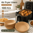 thumbnail image 1 of 50/100/200PCS 6.3 inch Round Air Fryer Liners Disposable, Non-Stick Oil-Proof Waterproof Parchment Paper for Air Fryer, Oven, Microwave, Baking, Roasting, Cooking, Reheating Kitchen Cookware Supplies, 1 of 10