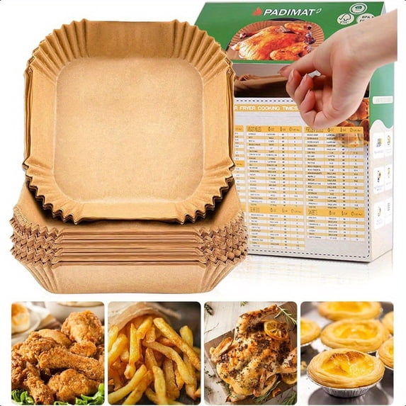 Cook Paper Non-Stick Air Fryer Parchment Liners, 100-PACK Square Baking Paper for ...
