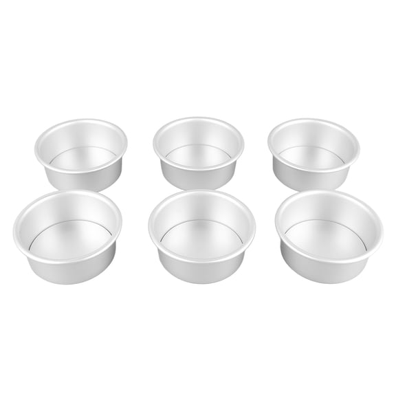 Non Stick Aluminum Round Cake Pan Set Removable Bottom Base 4 Inches / 10.2 cm - 6 Pack